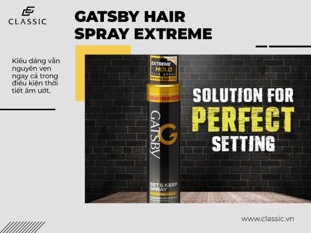 Sản phẩm xịt tạo kiểu tóc nữ Gatsby Hair Spray Extreme Hold giúp giữ nếp cực mạnh